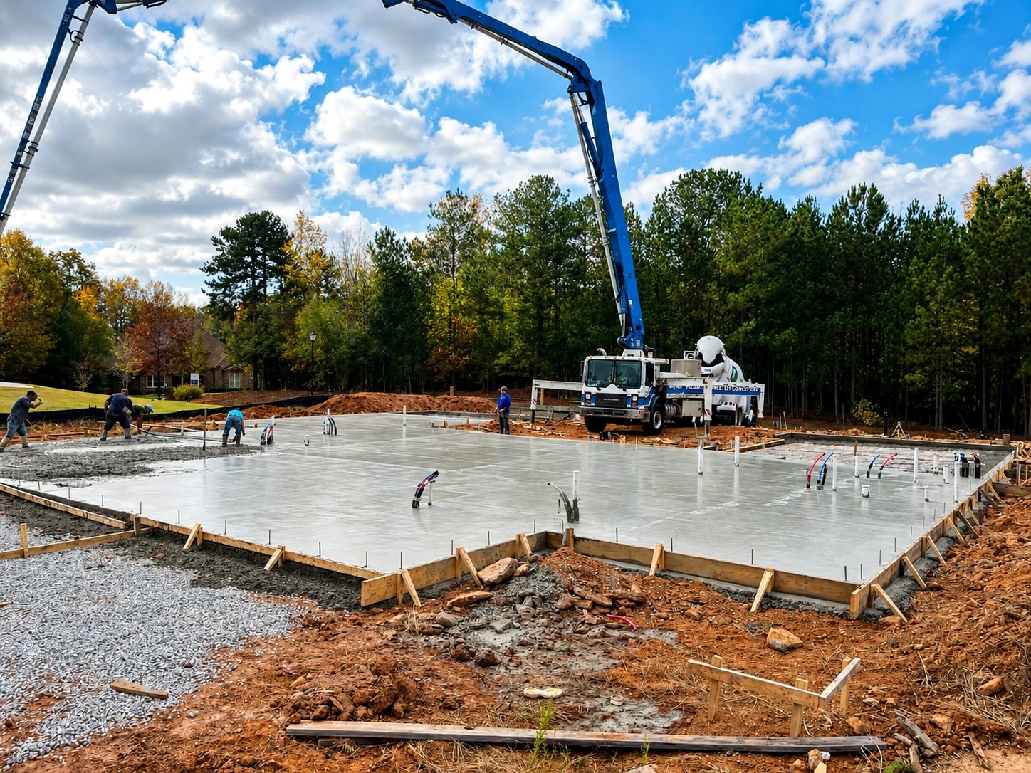 A capital project under construction — foundation pour in progress