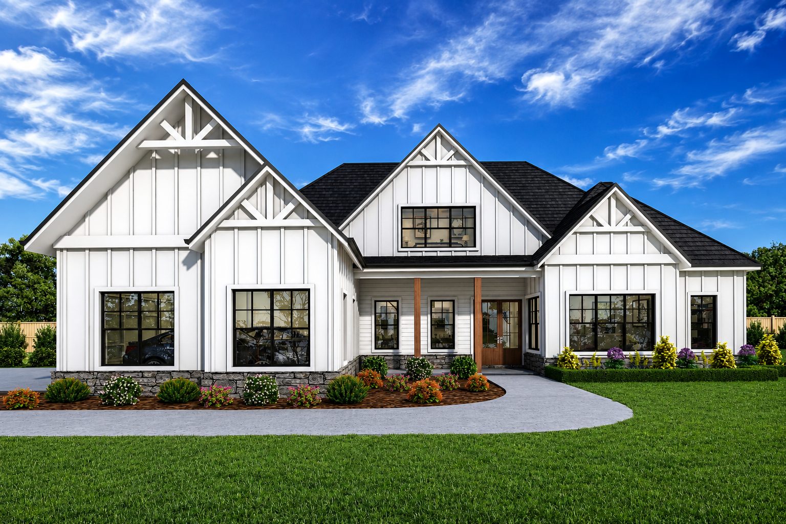 Modern farmhouse rendering